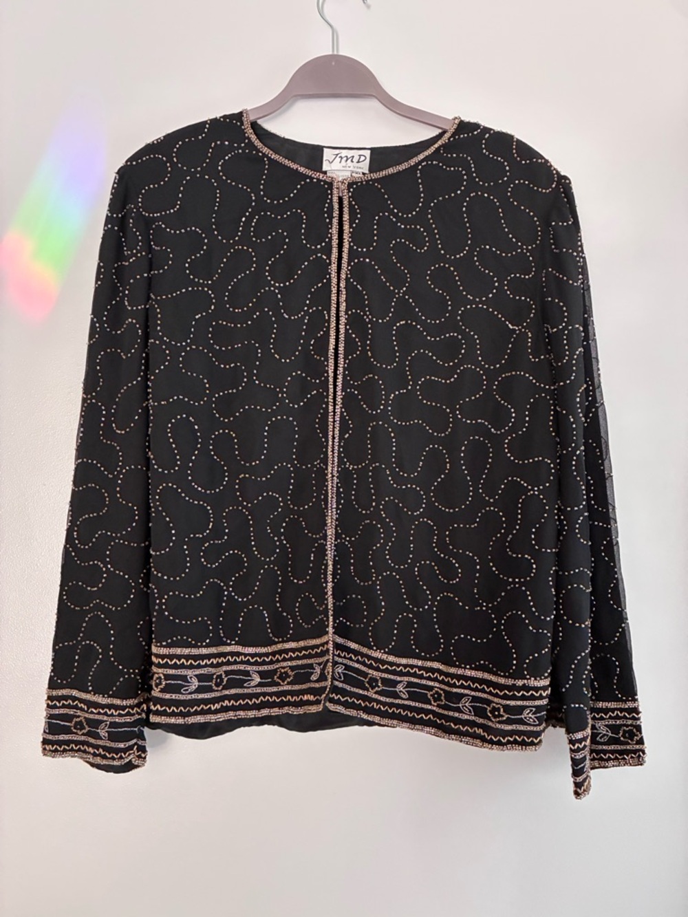 J.M.D Vintage Beaded Black Evening Jacket with Gold Beadwork